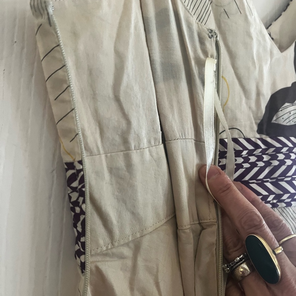 Moulinette Soeurs Anthropologie Cream Maxi Dress with Yellow Purple Floral Print - Picture 12 of 12